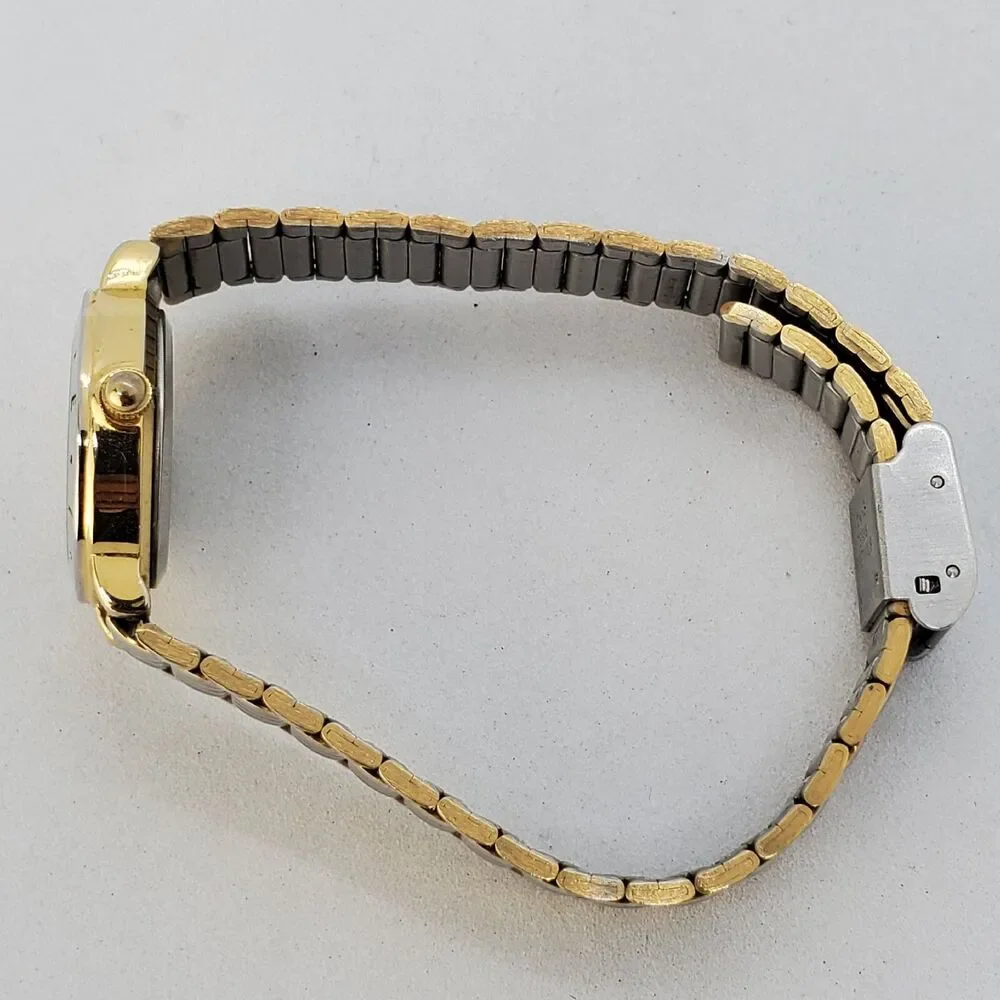 Nelsonic Diamond Women's Watch 25MM Green Dial Two Tone‎ Bands 7.5